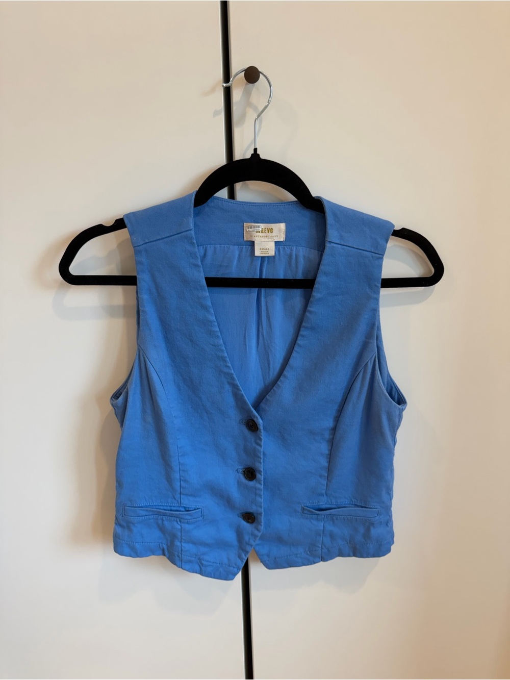 Blue Sleeveless Button-Front Vest - Maeve